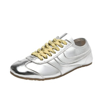 Thumbnail for Women's Real Leather Sneakers Designer Training Shoes Patchwork Lace-Up Sneakers Leather Flat Women's Shoes