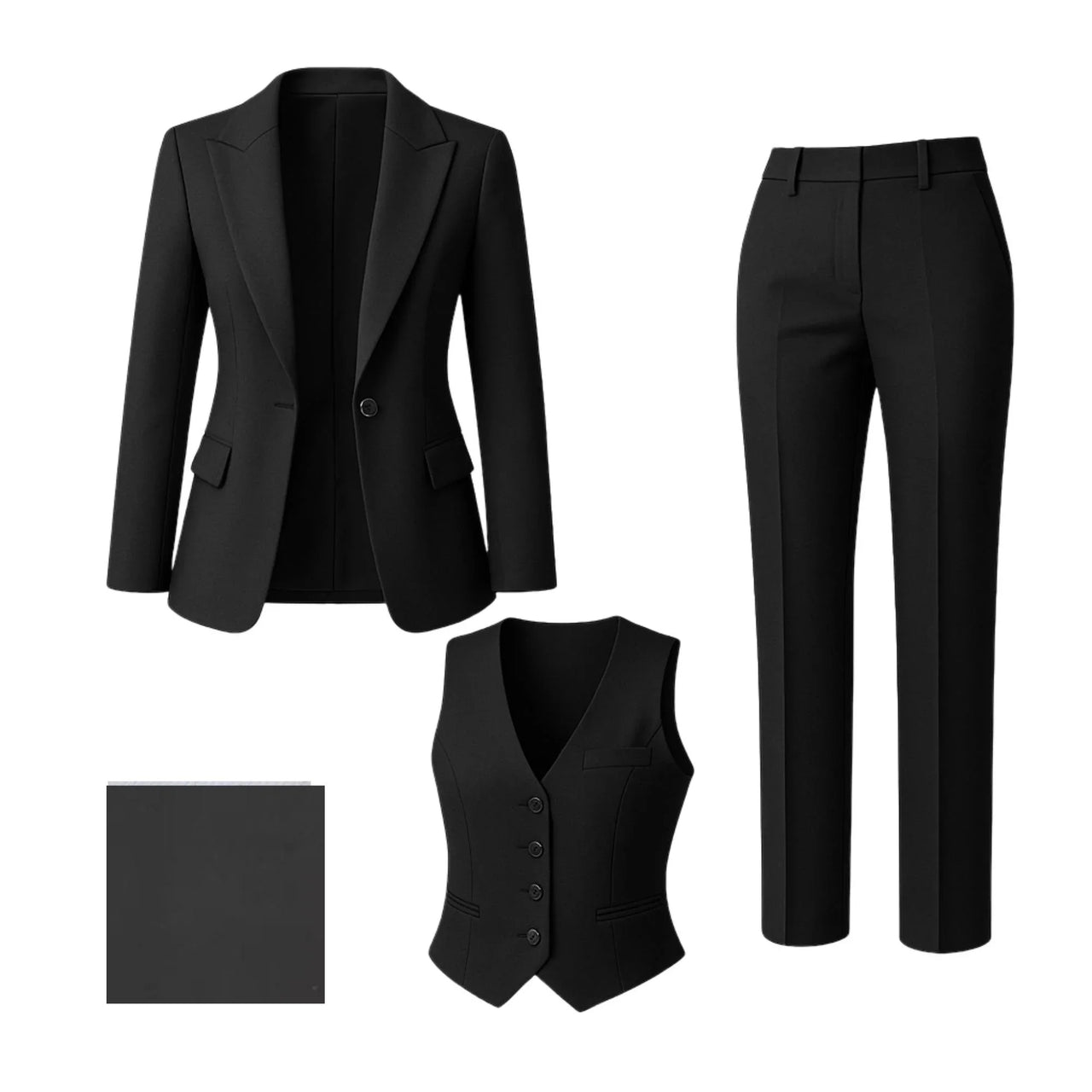 Women's Chic Business Suit Jacket Vest and Straight Pants Suit Set For Women