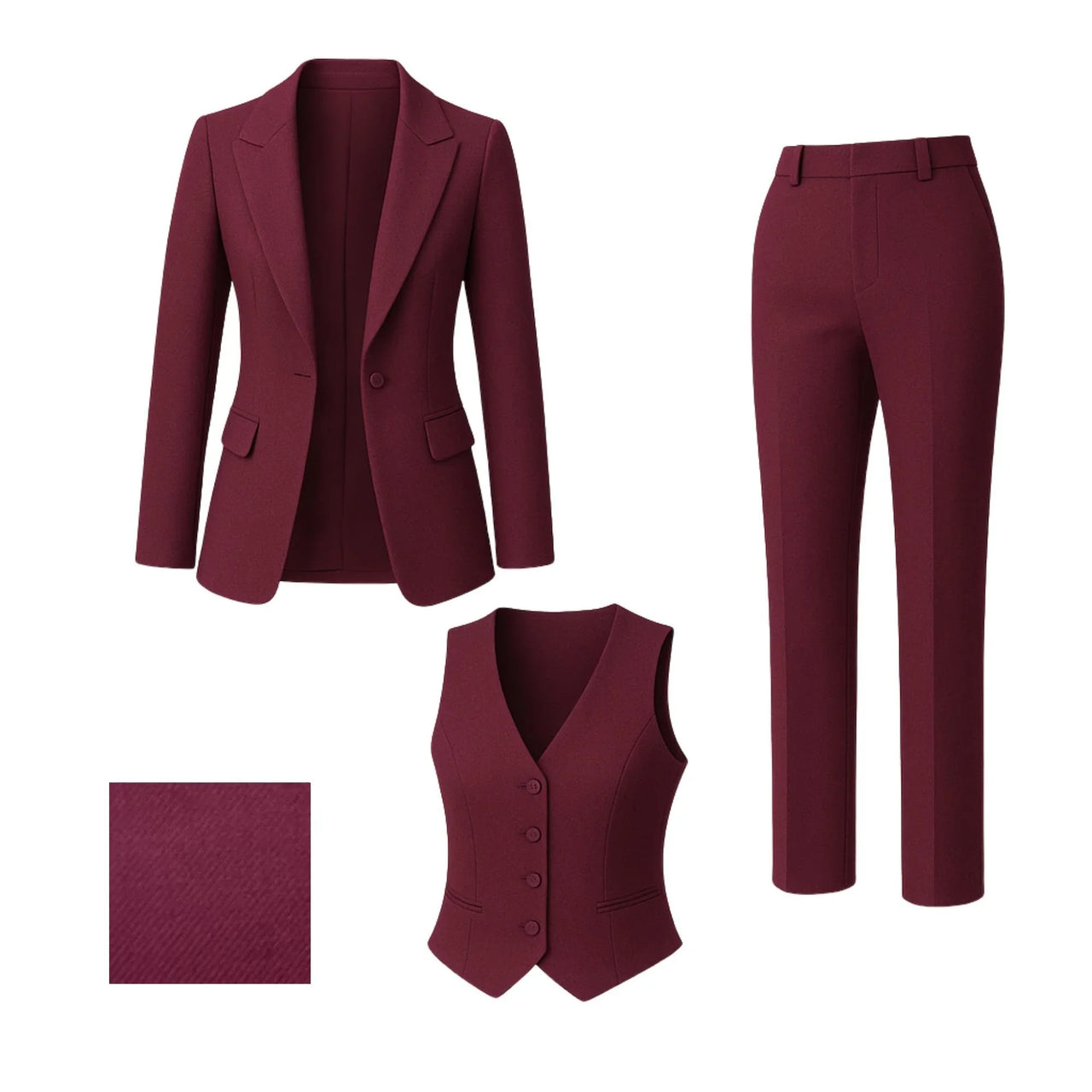 Women's Chic Business Suit Jacket Vest and Straight Pants Suit Set For Women