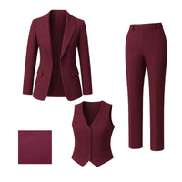 Thumbnail for Women's Chic Business Suit Jacket Vest and Straight Pants Suit Set For Women