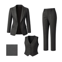 Thumbnail for Women's Chic Business Suit Jacket Vest and Straight Pants Suit Set For Women