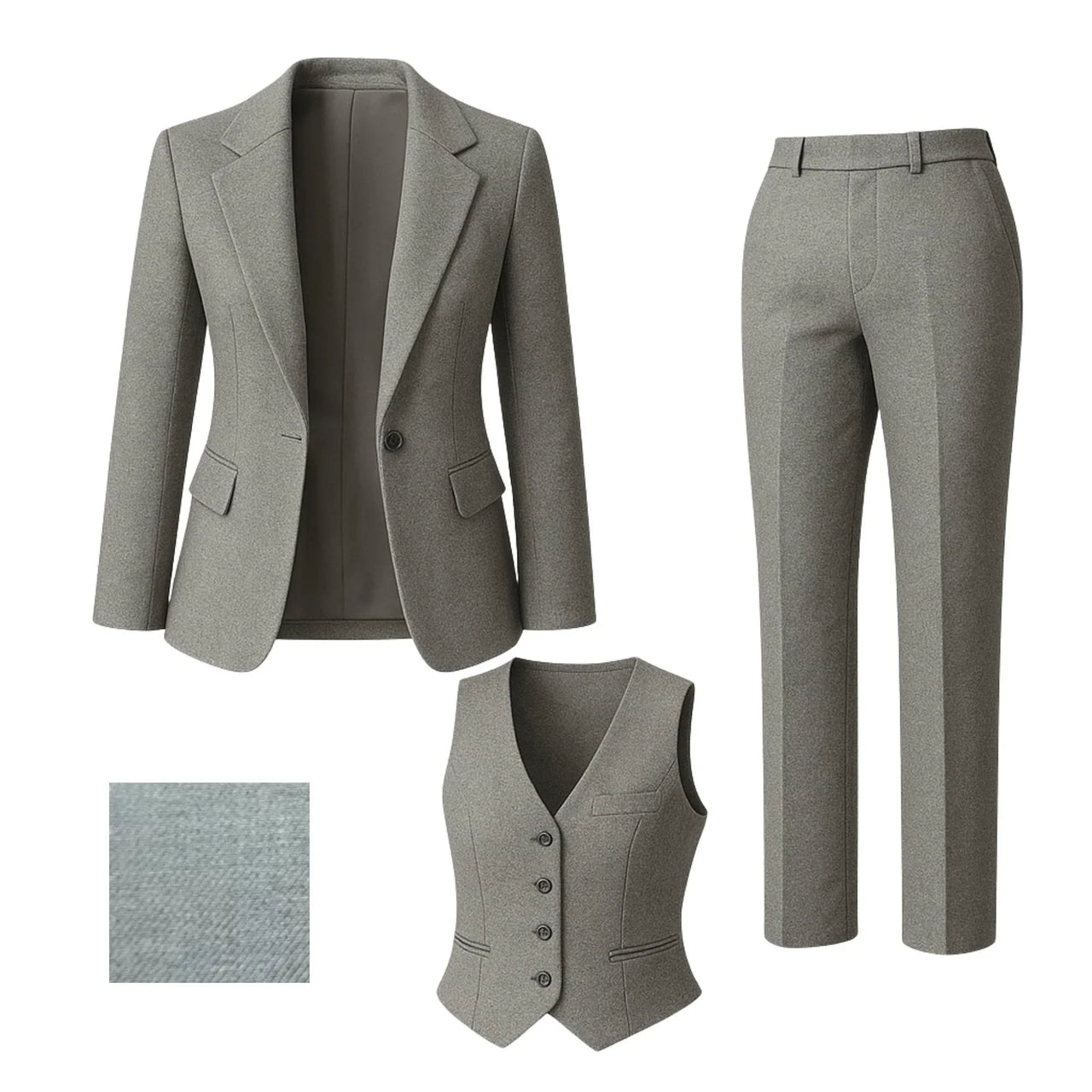 Women's Chic Business Suit Jacket Vest and Straight Pants Suit Set For Women