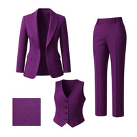 Thumbnail for Women's Chic Business Suit Jacket Vest and Straight Pants Suit Set For Women