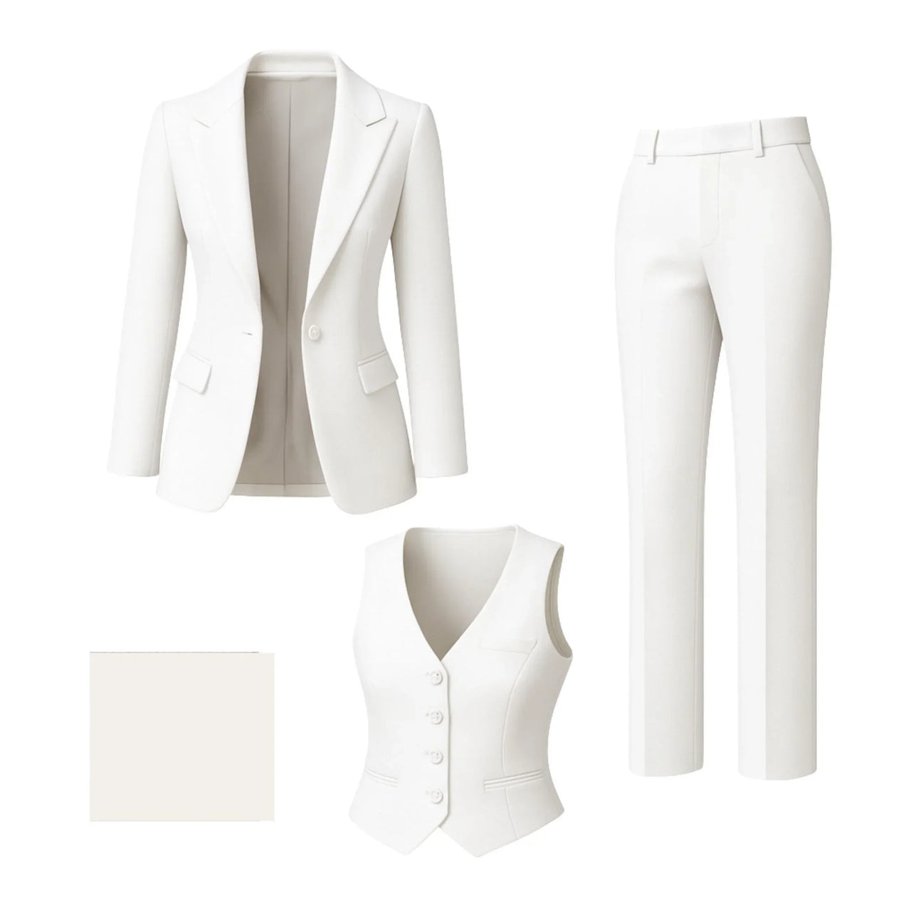 Women's Chic Business Suit Jacket Vest and Straight Pants Suit Set For Women