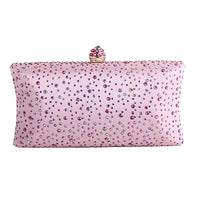 Thumbnail for Pink clutch bag with rhinestone embellishments on a white background