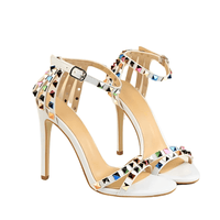 Thumbnail for Women's Color Rivet Sandals Roman Style Heeled Sandals Hollow Out High Heels Stiletto Sexy Party Shoes Sandals, Drestiny, Heels, High Heels, Sandals, Stilettos, United States, USA, Australia, New Zealand, United Kingdom, UK, 4, 5, 6, 6.5, 7, 8, 9, Champagne, Black, Red, White, Bronze, Silver, Nude, rivet sandals women, studded sandals for women, women's leather rivet sandals, studded sandals women uk, ladies rivet detail sandals, shopdrestiny.com
