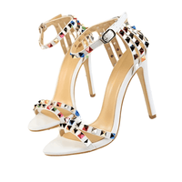 Thumbnail for Women's Color Rivet Sandals Roman Style Heeled Sandals Hollow Out High Heels Stiletto Sexy Party Shoes Sandals, Drestiny, Heels, High Heels, Sandals, Stilettos, United States, USA, Australia, New Zealand, United Kingdom, UK, 4, 5, 6, 6.5, 7, 8, 9, Champagne, Black, Red, White, Bronze, Silver, Nude, rivet sandals women, studded sandals for women, women's leather rivet sandals, studded sandals women uk, ladies rivet detail sandals, shopdrestiny.com
