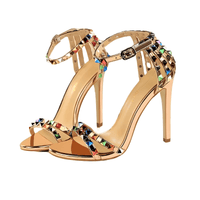 Thumbnail for Women's Color Rivet Sandals Roman Style Heeled Sandals Hollow Out High Heels Stiletto Sexy Party Shoes Sandals, Drestiny, Heels, High Heels, Sandals, Stilettos, United States, USA, Australia, New Zealand, United Kingdom, UK, 4, 5, 6, 6.5, 7, 8, 9, Champagne, Black, Red, White, Bronze, Silver, Nude, rivet sandals women, studded sandals for women, women's leather rivet sandals, studded sandals women uk, ladies rivet detail sandals, shopdrestiny.com