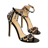 Thumbnail for Women's Color Rivet Sandals Roman Style Heeled Sandals Hollow Out High Heels Stiletto Sexy Party Shoes Sandals, Drestiny, Heels, High Heels, Sandals, Stilettos, United States, USA, Australia, New Zealand, United Kingdom, UK, 4, 5, 6, 6.5, 7, 8, 9, Champagne, Black, Red, White, Bronze, Silver, Nude, rivet sandals women, studded sandals for women, women's leather rivet sandals, studded sandals women uk, ladies rivet detail sandals, shopdrestiny.com