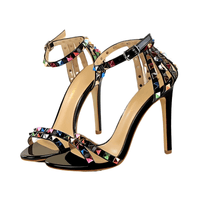 Thumbnail for Women's Color Rivet Sandals Roman Style Heeled Sandals Hollow Out High Heels Stiletto Sexy Party Shoes Sandals, Drestiny, Heels, High Heels, Sandals, Stilettos, United States, USA, Australia, New Zealand, United Kingdom, UK, 4, 5, 6, 6.5, 7, 8, 9, Champagne, Black, Red, White, Bronze, Silver, Nude, rivet sandals women, studded sandals for women, women's leather rivet sandals, studded sandals women uk, ladies rivet detail sandals, shopdrestiny.com