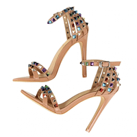 Thumbnail for Women's Color Rivet Sandals Roman Style Heeled Sandals Hollow Out High Heels Stiletto Sexy Party Shoes Sandals, Drestiny, Heels, High Heels, Sandals, Stilettos, United States, USA, Australia, New Zealand, United Kingdom, UK, 4, 5, 6, 6.5, 7, 8, 9, Champagne, Black, Red, White, Bronze, Silver, Nude, rivet sandals women, studded sandals for women, women's leather rivet sandals, studded sandals women uk, ladies rivet detail sandals, shopdrestiny.com
