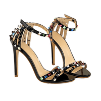 Thumbnail for Women's Color Rivet Sandals Roman Style Heeled Sandals Hollow Out High Heels Stiletto Sexy Party Shoes Sandals, Drestiny, Heels, High Heels, Sandals, Stilettos, United States, USA, Australia, New Zealand, United Kingdom, UK, 4, 5, 6, 6.5, 7, 8, 9, Champagne, Black, Red, White, Bronze, Silver, Nude, rivet sandals women, studded sandals for women, women's leather rivet sandals, studded sandals women uk, ladies rivet detail sandals, shopdrestiny.com