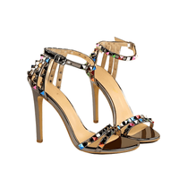 Thumbnail for Women's Color Rivet Sandals Roman Style Heeled Sandals Hollow Out High Heels Stiletto Sexy Party Shoes Sandals, Drestiny, Heels, High Heels, Sandals, Stilettos, United States, USA, Australia, New Zealand, United Kingdom, UK, 4, 5, 6, 6.5, 7, 8, 9, Champagne, Black, Red, White, Bronze, Silver, Nude, rivet sandals women, studded sandals for women, women's leather rivet sandals, studded sandals women uk, ladies rivet detail sandals, shopdrestiny.com