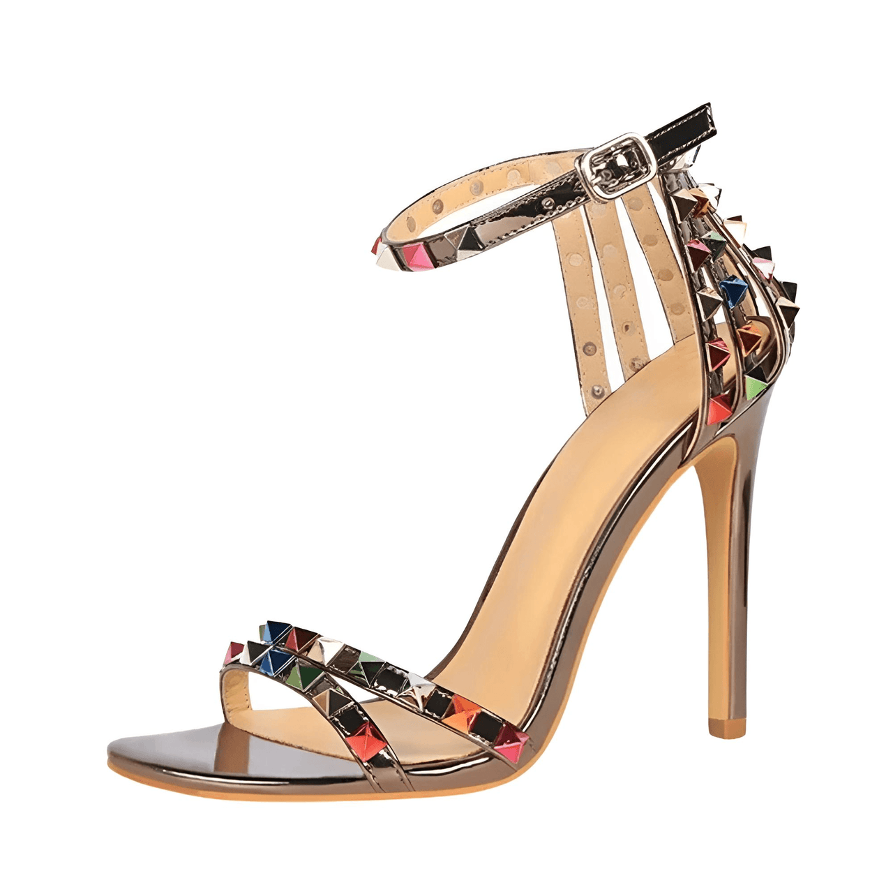 Women's Color Rivet Sandals Roman Style Heeled Sandals Hollow Out High Heels Stiletto Sexy Party Shoes Sandals, Drestiny, Heels, High Heels, Sandals, Stilettos, United States, USA, Australia, New Zealand, United Kingdom, UK, 4, 5, 6, 6.5, 7, 8, 9, Champagne, Black, Red, White, Bronze, Silver, Nude, rivet sandals women, studded sandals for women, women's leather rivet sandals, studded sandals women uk, ladies rivet detail sandals, shopdrestiny.com