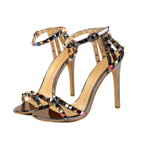 Thumbnail for Women's Color Rivet Sandals Roman Style Heeled Sandals Hollow Out High Heels Stiletto Sexy Party Shoes Sandals, Drestiny, Heels, High Heels, Sandals, Stilettos, United States, USA, Australia, New Zealand, United Kingdom, UK, 4, 5, 6, 6.5, 7, 8, 9, Champagne, Black, Red, White, Bronze, Silver, Nude, rivet sandals women, studded sandals for women, women's leather rivet sandals, studded sandals women uk, ladies rivet detail sandals, shopdrestiny.com