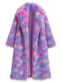 Thumbnail for Women's Colorful Long Faux-Fur Coat Furry Jacket Mongolian Fur Faux Coat New In Coats & Jackets