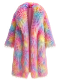 Thumbnail for Women's Colorful Long Faux-Fur Coat Furry Jacket Mongolian Fur Faux Coat New In Coats & Jackets