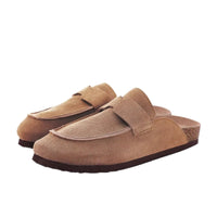 Thumbnail for Pair of brown Birkenstock style suede sandals on a white background