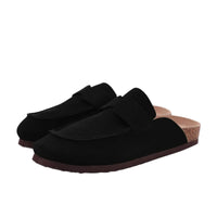 Thumbnail for Pair of black Birkenstock style suede sandals on a white background