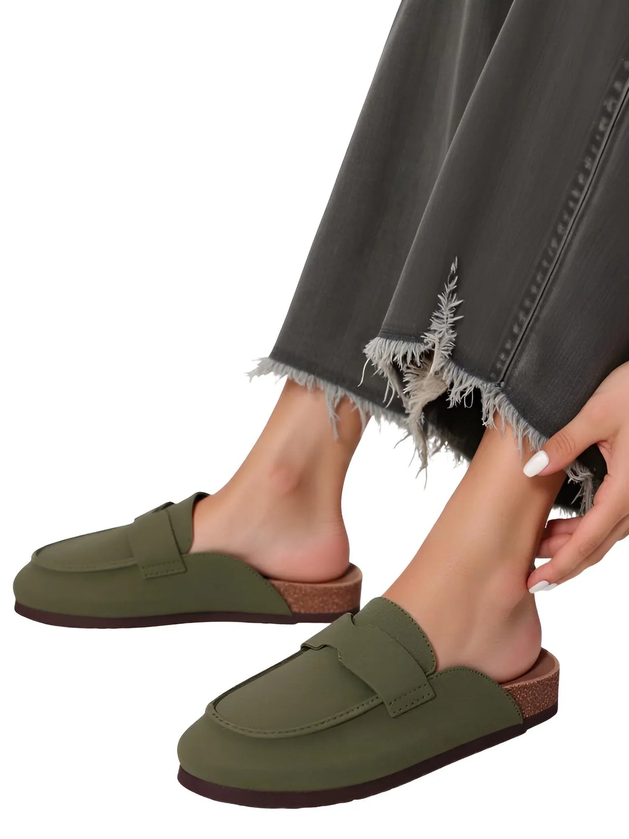 Women's Cork Suede Sandals Anti-Slip Women's Fashion Outdoor Shoes With Arch Support, Sandals, Mules, Birkenstocks, Uggs, 36, 37, 38, 39, 40, 41, United States, USA, Canada, Australia, New Zealand, United Kingdom, UK, women's cork sandals, suede footbed sandals, comfortable cork sandals, birkenstock style sandals, cork platform sandals, suede cork sandals women's, ladies cork sandals, Birkenstock dupes, slip on cork sandals, Dark Olive Green, Brown, Apricot, Black, shopdrestiny.com