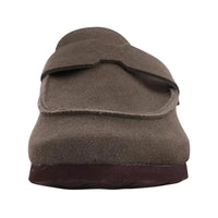 Thumbnail for Pair of olive green Birkenstock style suede sandals on a white background