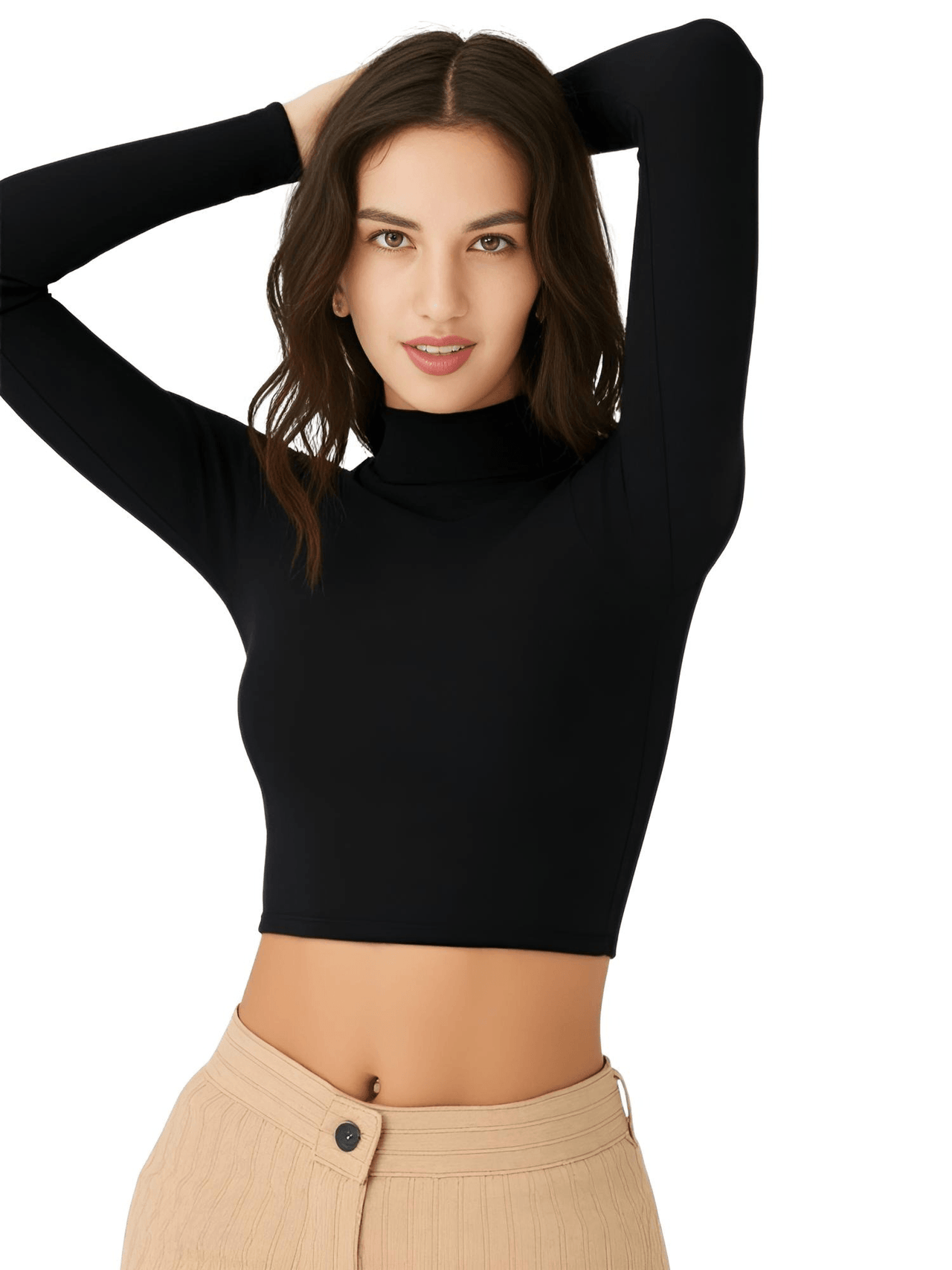 Women's Backless Long-Sleeve Crop Top