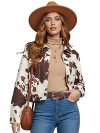 Thumbnail for Women's Cowhide Print Jacket Retro Lapel Long Sleeve Elegant Women's Jacket