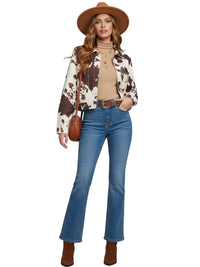 Thumbnail for Women's Cowhide Print Jacket Retro Lapel Long Sleeve Elegant Women's Jacket