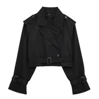 Thumbnail for Women's Crop Belted Jacket -, Jackets , Drestiny , Australia, Beige, Black, Canada, Charcoal, Coffee, Jackets, Khaki, L, M, Navy, New Zealand, S, United Kingdom, United States, White , Drestiny , www.shopdrestiny.com