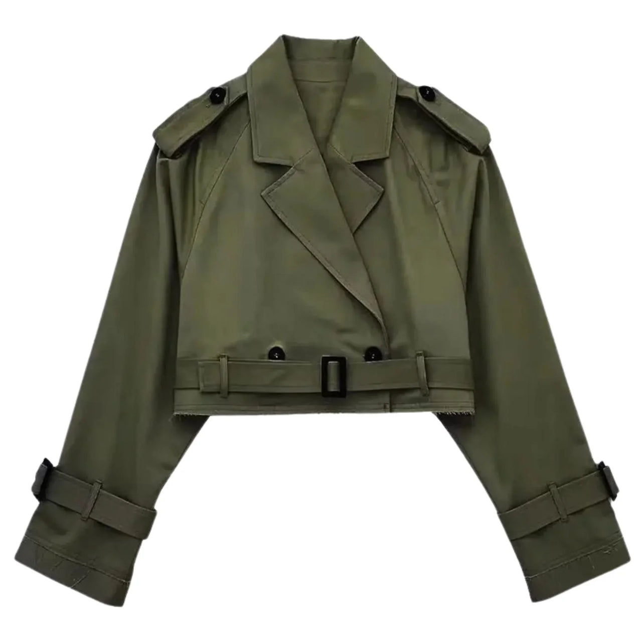 Women's Crop Belted Jacket -, Jackets , Drestiny , Australia, Beige, Black, Canada, Charcoal, Coffee, Jackets, Khaki, L, M, Green, New Zealand, S, United Kingdom, United States, White , Drestiny , www.shopdrestiny.com