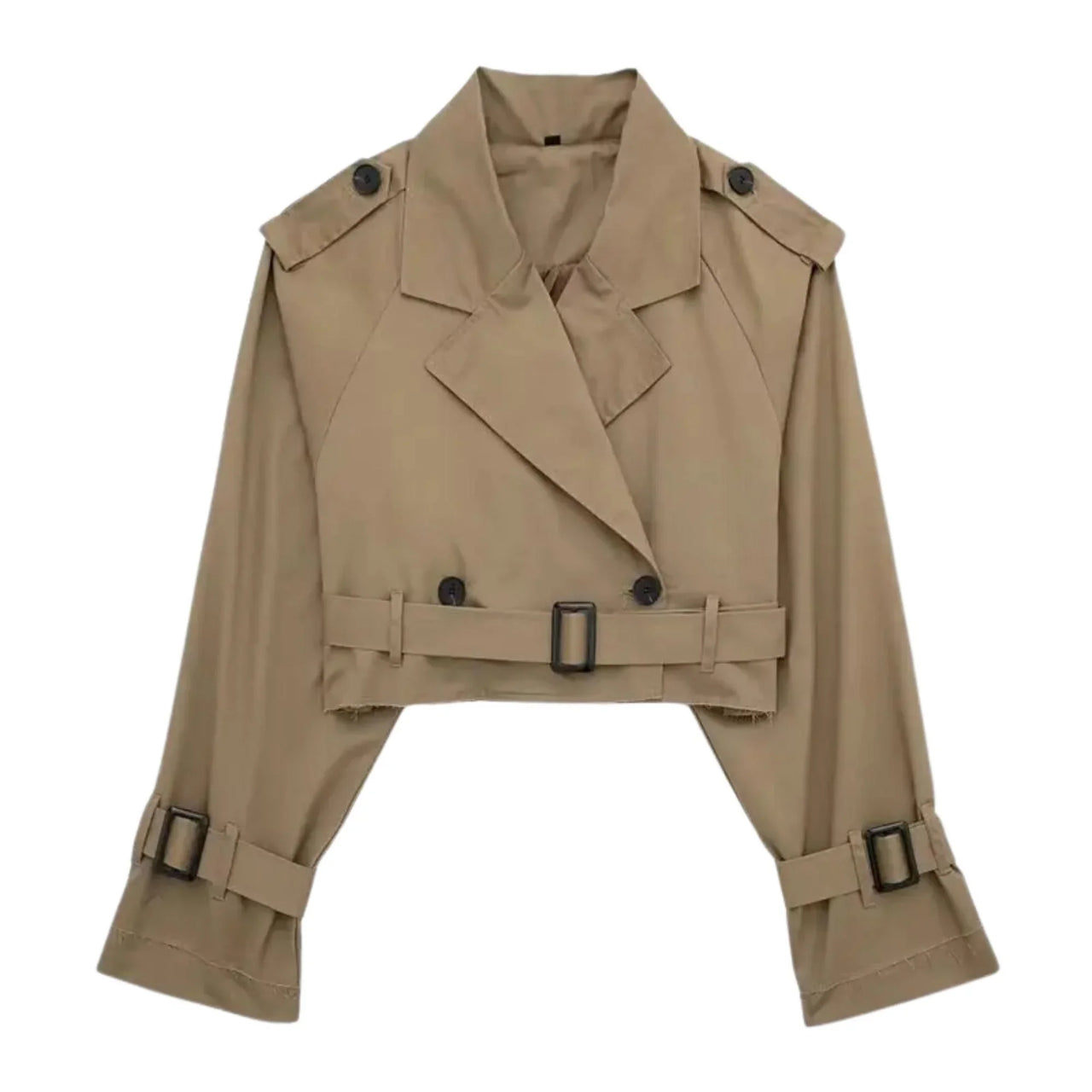 Women's Crop Belted Jacket -, Jackets , Drestiny , Australia, Beige, Black, Canada, Charcoal, Coffee, Jackets, Khaki, L, M, Navy, New Zealand, S, United Kingdom, United States, White , Drestiny , www.shopdrestiny.com