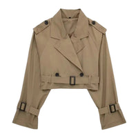 Thumbnail for Women's Crop Belted Jacket -, Jackets , Drestiny , Australia, Beige, Black, Canada, Charcoal, Coffee, Jackets, Khaki, L, M, Navy, New Zealand, S, United Kingdom, United States, White , Drestiny , www.shopdrestiny.com