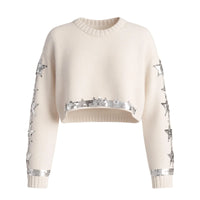 Thumbnail for Women's Cropped Sequin Sweater Chic Cropped Top Pullover Knitted Fashion Chic Outerwear