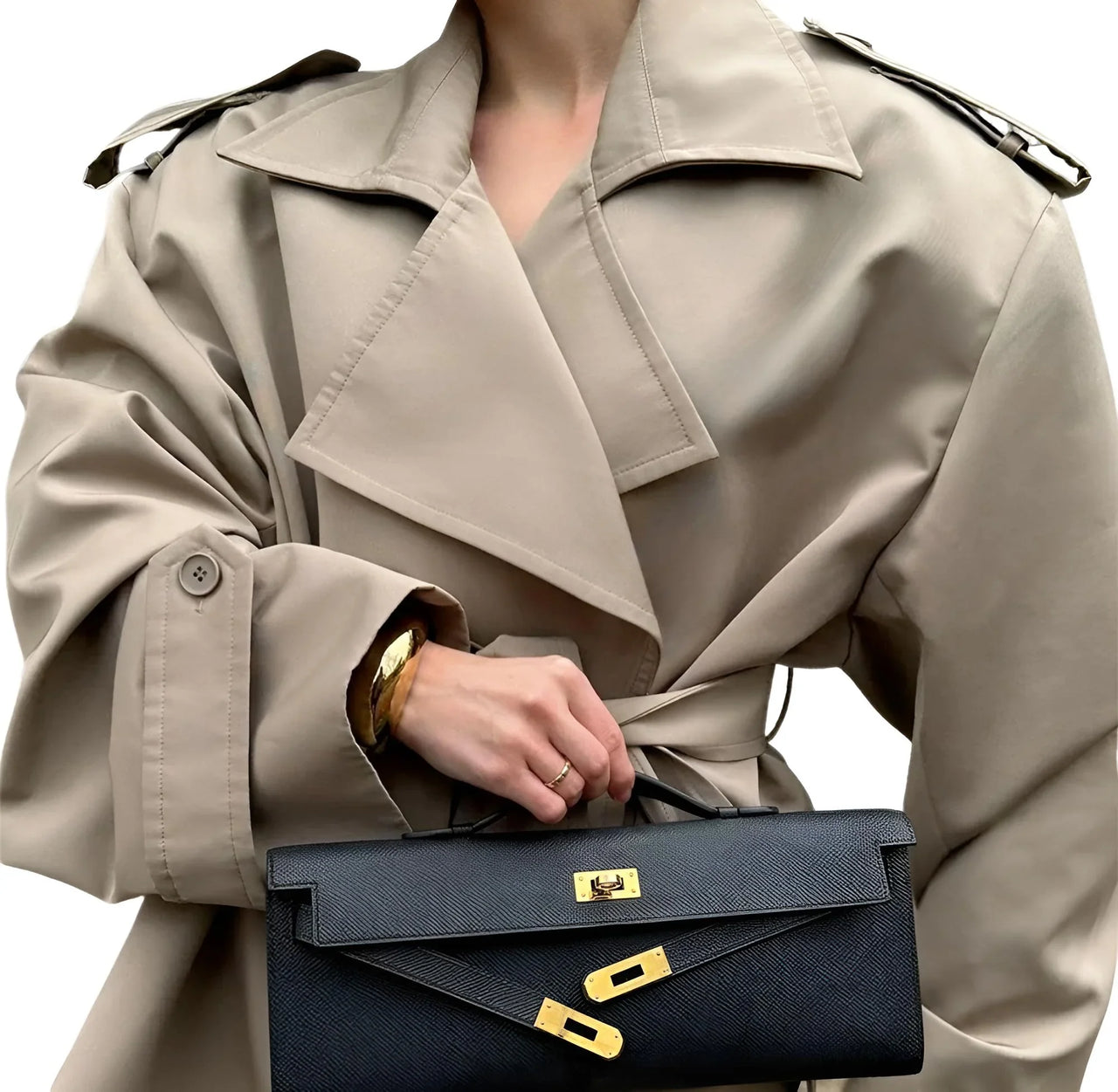Women's Cropped Trench Coat Chic Collar Lapel Wide Shoulder Jacket Fall Commuting Daily Jackets