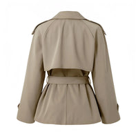 Thumbnail for Women's Cropped Trench Coat Chic Collar Lapel Wide Shoulder Jacket Fall Commuting Daily Jackets