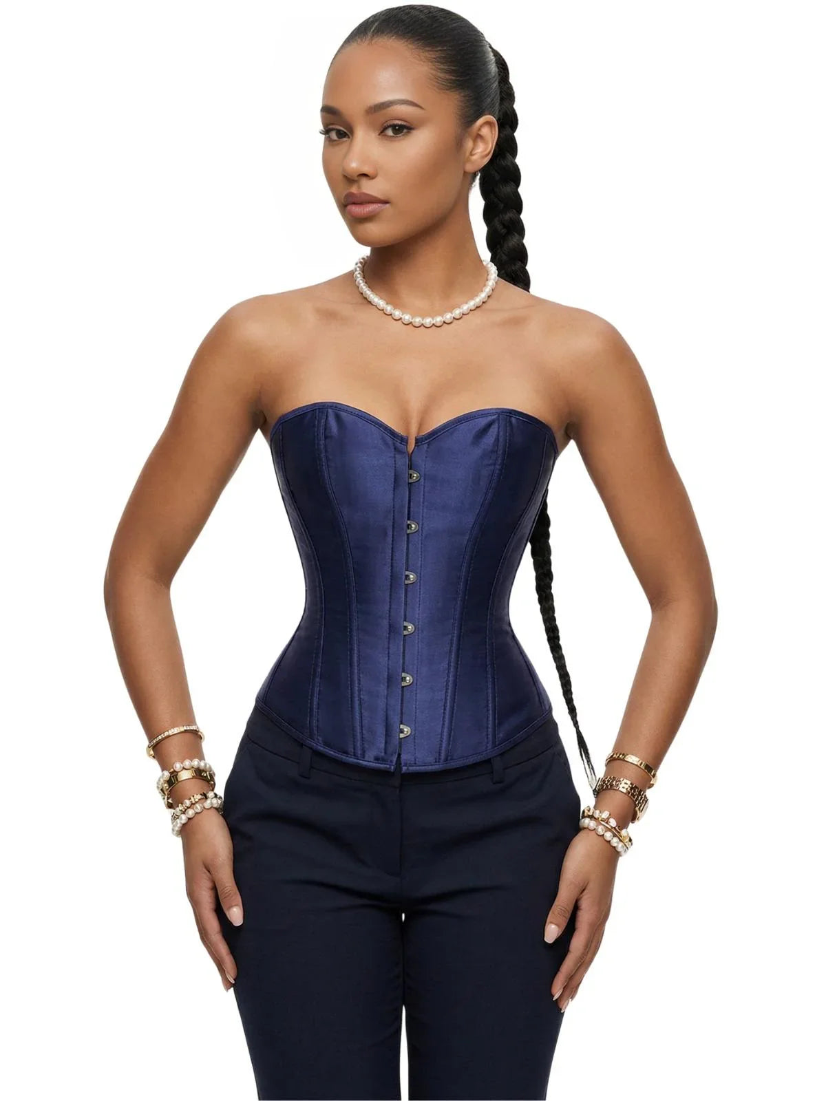 Women's Satin Corset Top Plus Size Bustiers Over Bust Sexy Vintage Style Bridal Corset Women