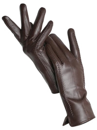 Thumbnail for Dark brown leather gloves on a white background