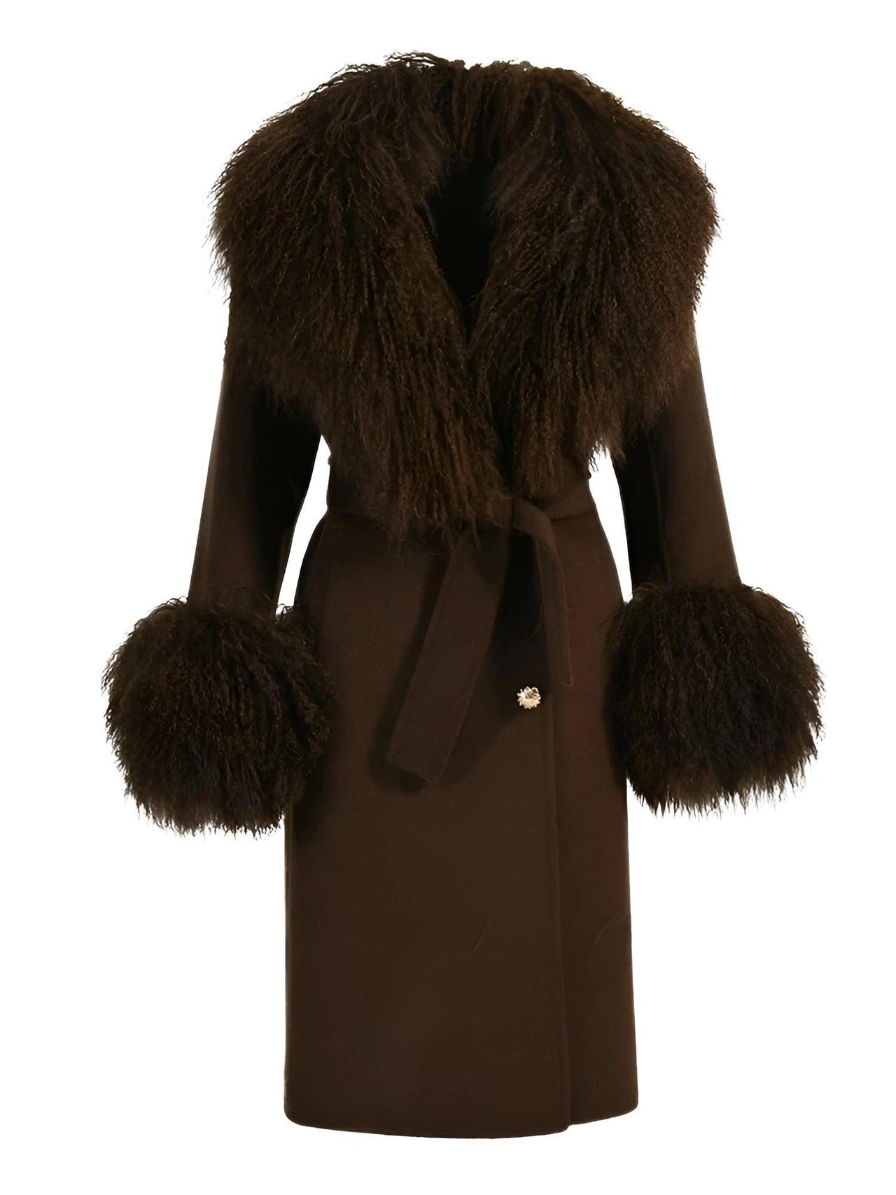 Women's Wool Cashmere Coat With Real Mongolian Sheep Fur Collar and Cuffs Ladies Double Faced Coats Belted Winter Fall Long Coat -, Coats , Drestiny , Australia, Black, Blue, Brown, Coats, Coffee, Dark Brown, Fuchsia, Green, Khaki, L, Light Grey, Light Purple, Lilac, M, Mint, Mint Green, Neon Green, Orange, Pink, Purple, Red, Royal Blue, S, Teal, United Kingdom, United States, Violet Red, White, XL, XXL , Drestiny , www.shopdrestiny.com
