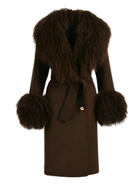 Thumbnail for Women's Wool Cashmere Coat With Real Mongolian Sheep Fur Collar and Cuffs Ladies Double Faced Coats Belted Winter Fall Long Coat -, Coats , Drestiny , Australia, Black, Blue, Brown, Coats, Coffee, Dark Brown, Fuchsia, Green, Khaki, L, Light Grey, Light Purple, Lilac, M, Mint, Mint Green, Neon Green, Orange, Pink, Purple, Red, Royal Blue, S, Teal, United Kingdom, United States, Violet Red, White, XL, XXL , Drestiny , www.shopdrestiny.com