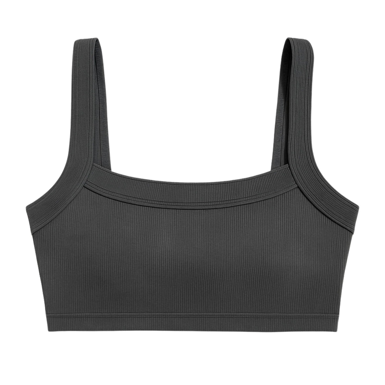 Dark Grey ribbed crop top on a white background