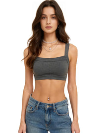 Thumbnail for Women's Ribbed Crop Top Sleeveless Cotton Stretchy Ribbed