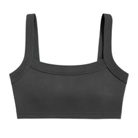 Thumbnail for Dark Grey ribbed crop top on a white background