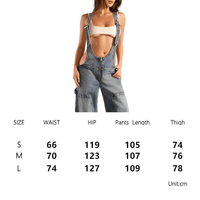 Thumbnail for Women's Denim Overalls Exposed Zipper Detail Slant Pockets Utility Jumpsuit Streetwear Chic Stretch Fit Adjustable Straps, Drestiny, Overalls, Jumpsuits, Jeans, Casual Pants, S, M, L, Blue, Black, 4, 6, 8, 10, United States, USA, Australia, New Zealand, United Kingdom, UK, Denim overalls women, women's denim overalls, Jean overalls women, blue denim jumpsuit, denim jumpsuit, black denim overalls, shopdrestiny.com