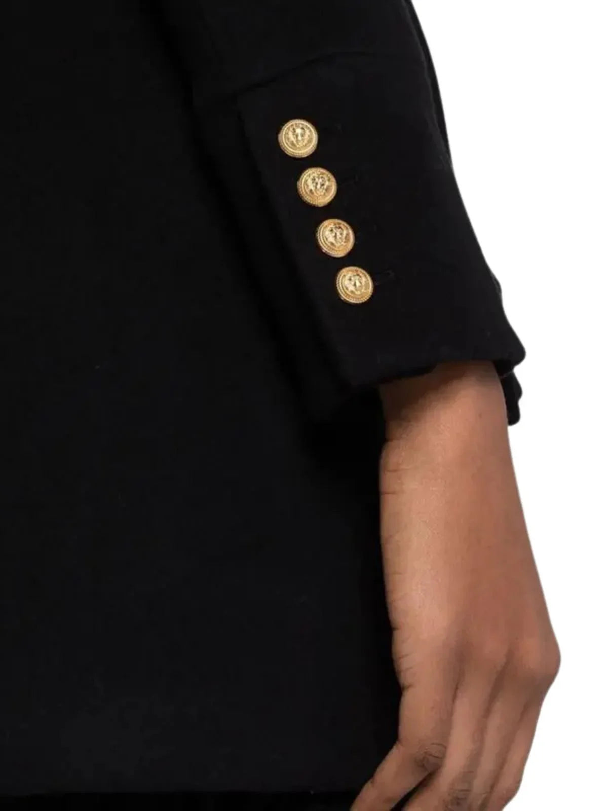 Women's Double-Breasted Wool Blend Coat Gold Buttons