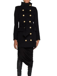 Thumbnail for Black coat with gold buttons on a white background