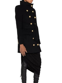 Thumbnail for Black coat with gold buttons on a white background