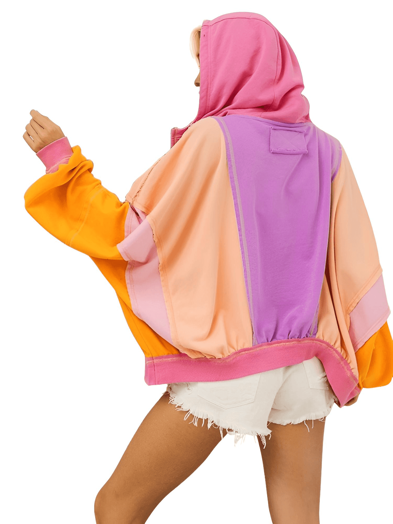 Women's Double Take Color Block Zip-Up Hoodie, Drestiny, Hoodies, Long Sleeves, Casual Shirts, United States, USA, S, M, L, XL, XXL, 2XL, XXXL, 3XL, Khaki, Tiffany Blue, Heliotrope Purple, Burnt Coral, color block zip up hoodie, women's color block hoodie, athletic color block hoodie, trendy hoodies for women, shopdrestiny.com