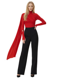 Thumbnail for Women's Draped Turtleneck Top Long Sleeve Slimming Designer Top Female Fashion