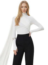 Thumbnail for Women's Draped Turtleneck Top Long Sleeve Slimming Designer Top Female Fashion