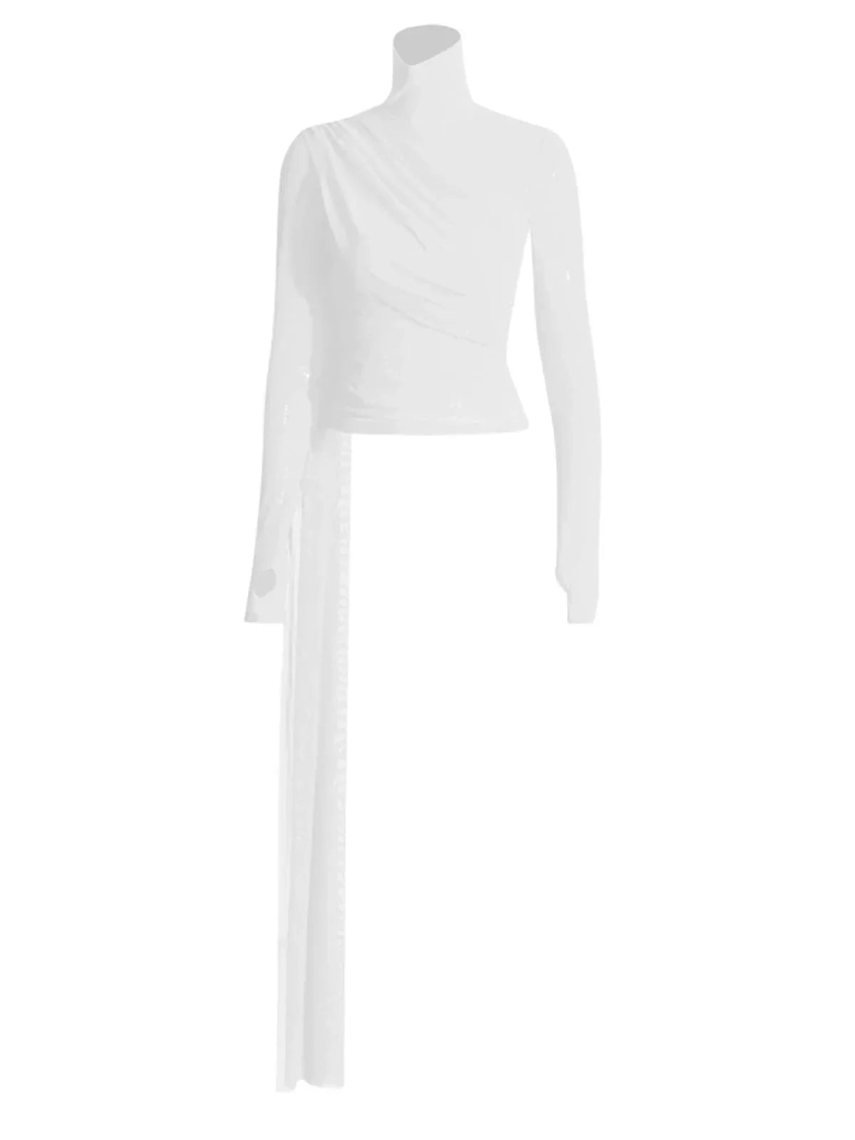 Women's Draped Turtleneck Top Long Sleeve Slimming Designer Top Female Fashion